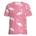 thumbnail image 5 of Flamingo Pattern Womens Tops Women's Fashion Casual Short Sleeve Flower Print Round Neck Pullover Top Blouse, 5 of 6