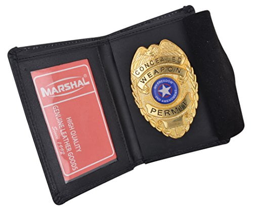 Badge ID Wallet Universal Circle Cut Out Fits 1"-2 1/2" Leather Picture Holder 