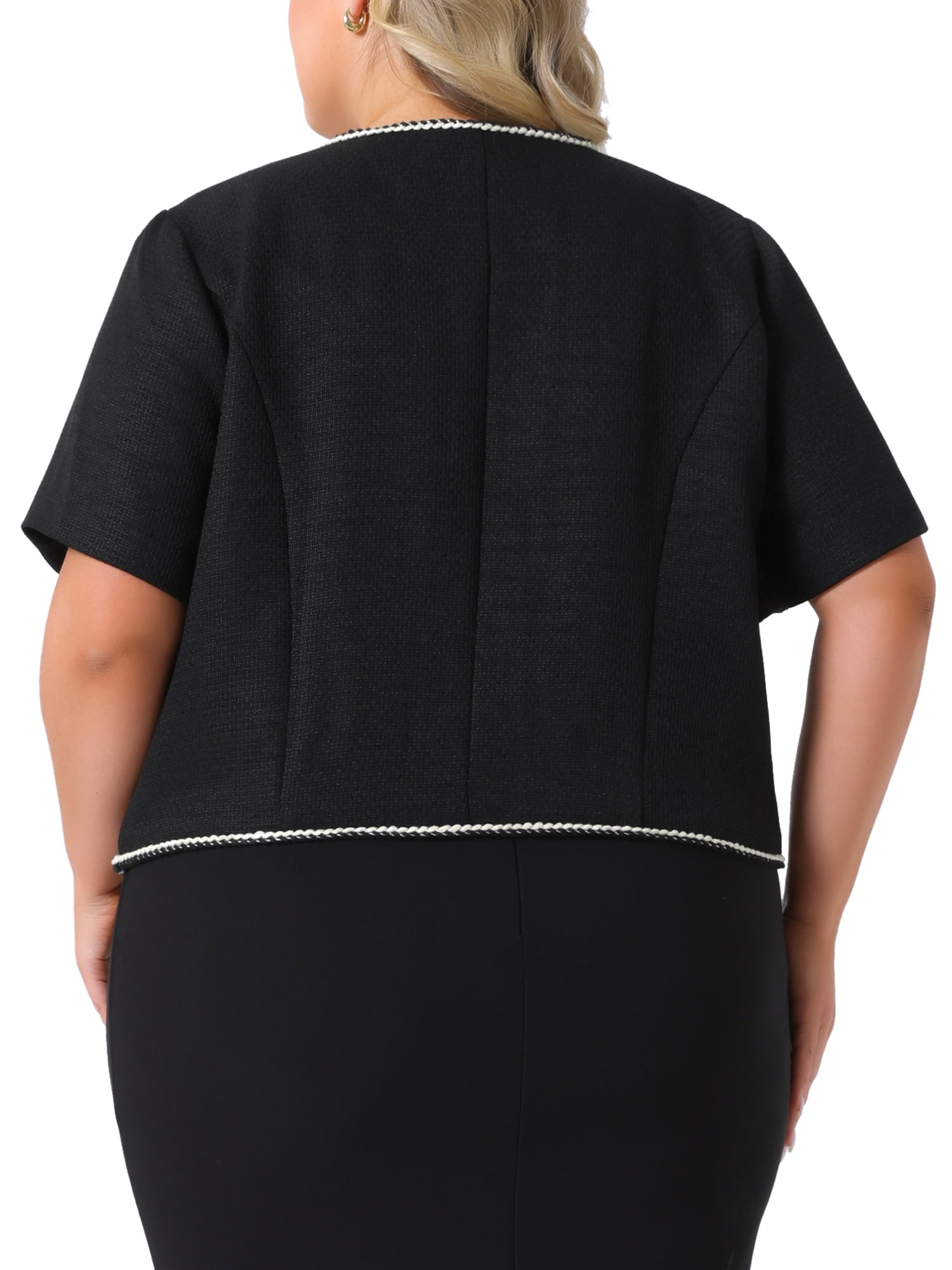 DARING DIVA Women's Plus Tweed Blazer Button DownStylish Office Jacket 4X Black