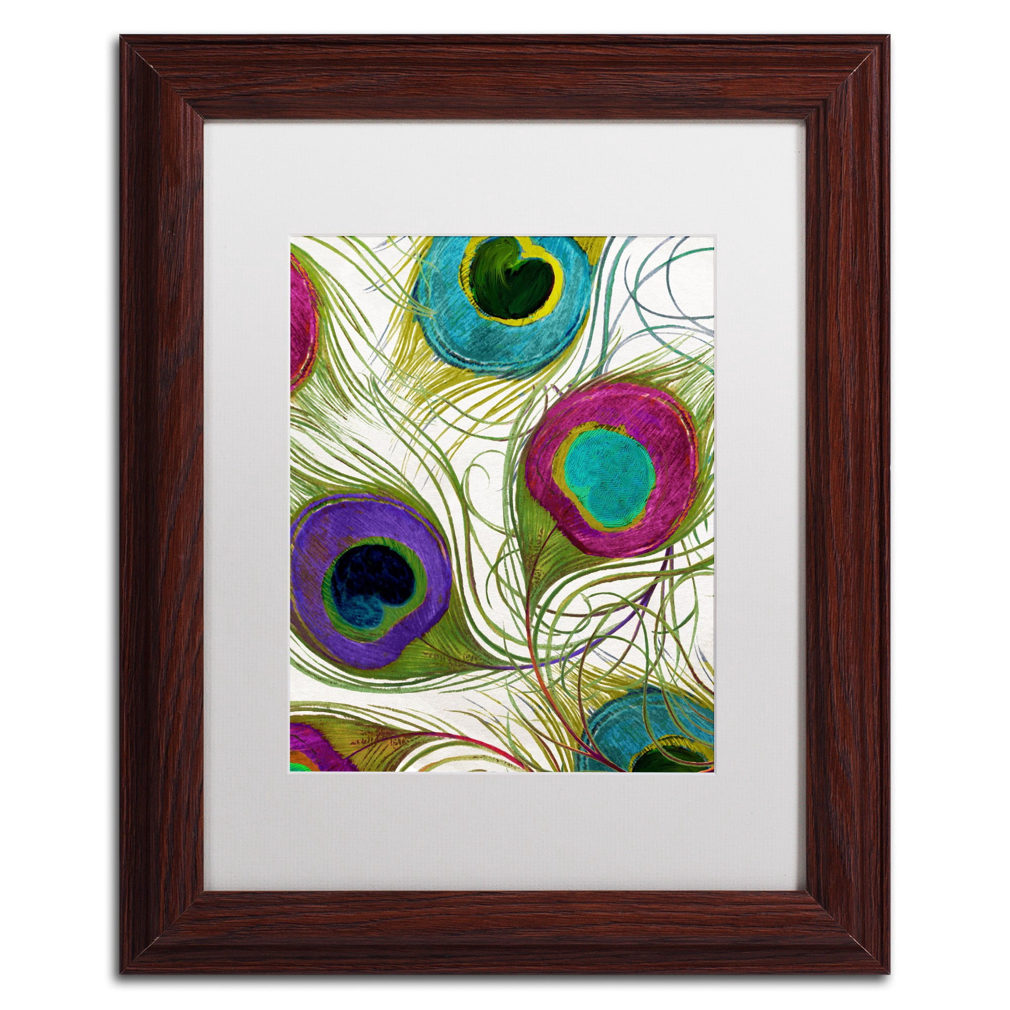 Trademark Fine Art "Peacock Feathers I" Canvas Art by Color Bakery White Matte, Wood Frame