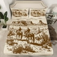thumbnail image 2 of Castle Fairy Boys Girls Western Cowboys Twin Sheet Sets 3pcs,Botanical Plants Desert Cactus Twin Fitted Sheet Microfiber,Southwestern Vintage Aesthetic Breathable Flat Sheet,Lightweight Room Decor, 2 of 7