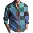 thumbnail image 2 of Blusas y camisas de manga larga con cuello en V, chaqueta de algodón y lino para hombre, camisa de manga larga estampada, cárdigan con botones, blusa para hombre, 2 of 6