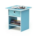 thumbnail image 2 of Furinno 10004 End Table/ Night Stand Storage Shelf with Bin Drawer, Light Blue/Light Blue, 2 of 6