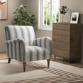 thumbnail image 3 of Stripe Armchair Upholstered Wooden Legs Accent Chair for Home Living Room Bedroom Adult Grey Stripe, 3 of 9