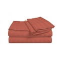 thumbnail image 2 of D.N.G. BEDDINGS Luxury 4 Piece Sheet Set with 15 Inch Deep Pocket 800 Thread Count 100% Egyptian Cotton Stripe Brick Red Color Twin Size, 2 of 3