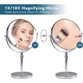 thumbnail image 4 of 17" Tall Tabletop Magnifying Makeup Mirror Height Adjustable Vanity Mirror 1X/10X Magnification, 8" Large Double-Sided 360° Swivel Classic Round Desktop Make Up Mirror for Bathroom & Bedroom, No Light, 4 of 8