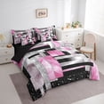 thumbnail image 3 of Manfei Teens Adults Minimalist Rectangle Bedding Comforter Set 7pcs,Ombre Bling Glitter Queen Bedding Sets Super Cozy,Gradient Geometric Queen Sheet Sets,Ultra Soft Home Decor,Reversible, 3 of 8