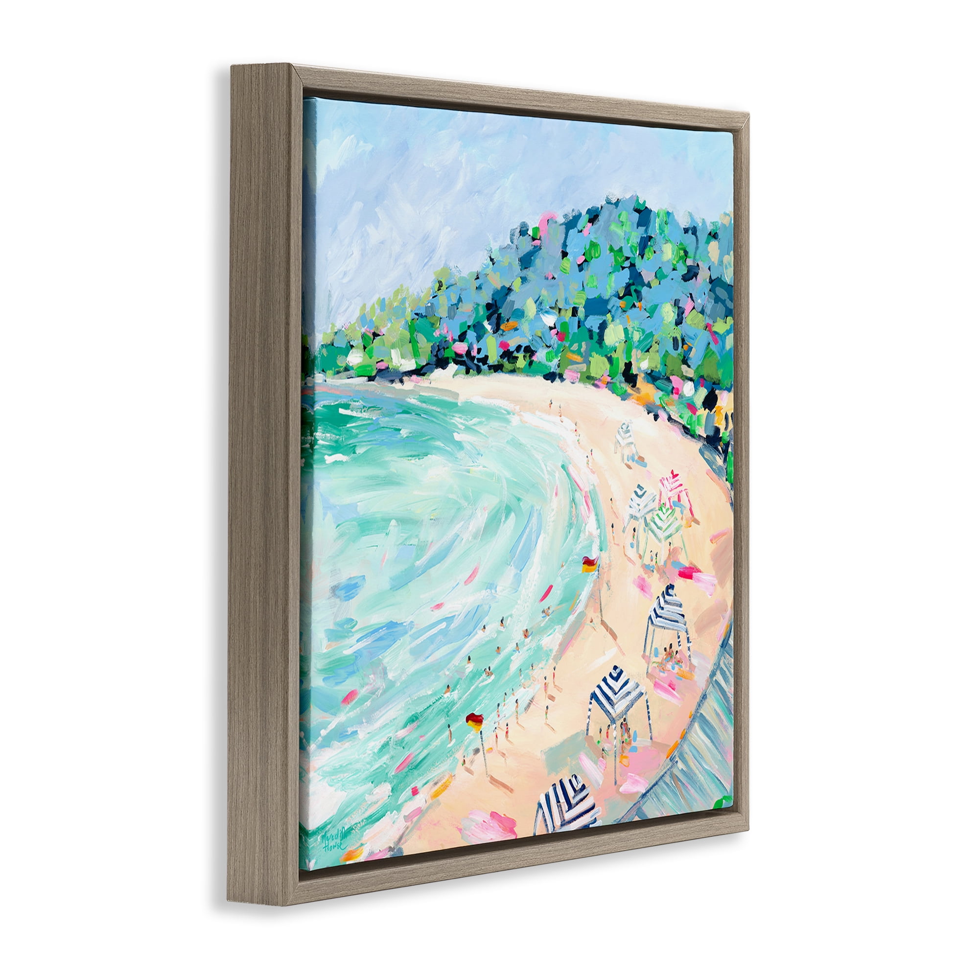 Stupell Industries Good Times Noosa Beach Brown Framed Floater Canvas Wall Art, design by Meredith Howse