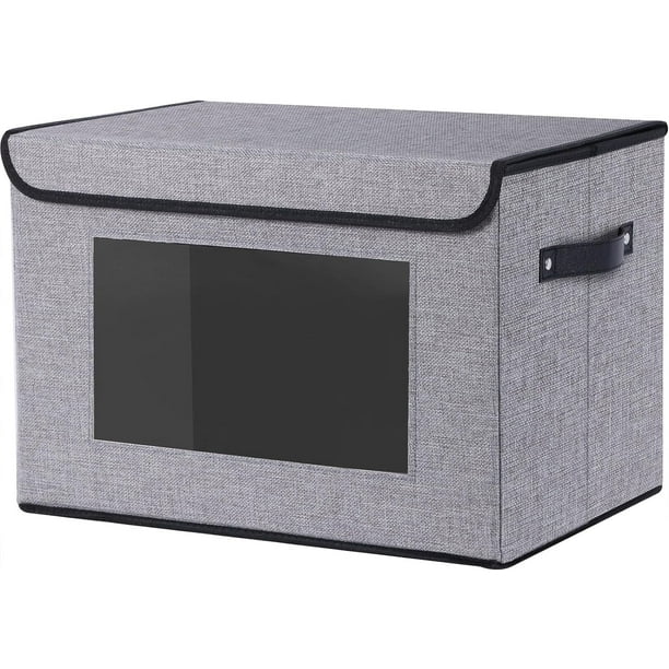 Cajas de almacenamiento de tela, cestas de almacenamiento de 15 x 9,8 x 9,8 pulgadas para estantes con tapas, contenedores de almacenamiento de tela con asas, cajas organizadoras decorativas de lino