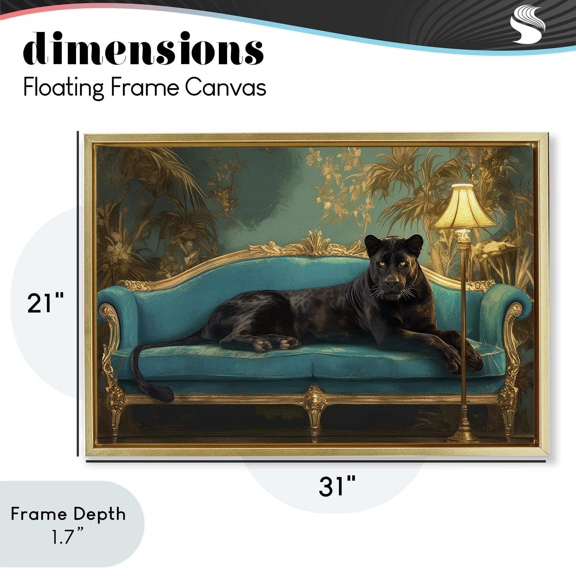 Stupell Industries Exotic Lounging Panther Gold Framed Floater Canvas Wall Art, design by Tina LeCour