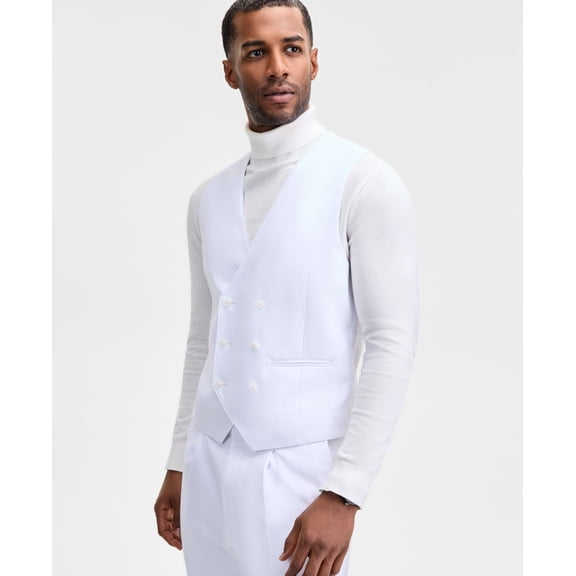 Tayion Collection Men's Classic-Fit Suit Separates Vest Small White