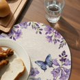 thumbnail image 3 of Purple Flowers Round 13 Inch Placemats Set of 4, Butterfly Spring Floral Rustic Farmhouse HeatResistant Non Slip Place Mats for Dining Table, Wipeable Braided Kitchen Table Mats for Housewarming, 3 of 9