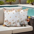 thumbnail image 4 of White Pumpkin Fall Outdoor Waterproof Pillow Covers, Thanksgiving Eucalyptus Leaves Autumn Decorative Square Throw Pillowcase Sofa Cushion Sham for Patio/Couch/Chair, 24"x24" 2 Pack, 4 of 8