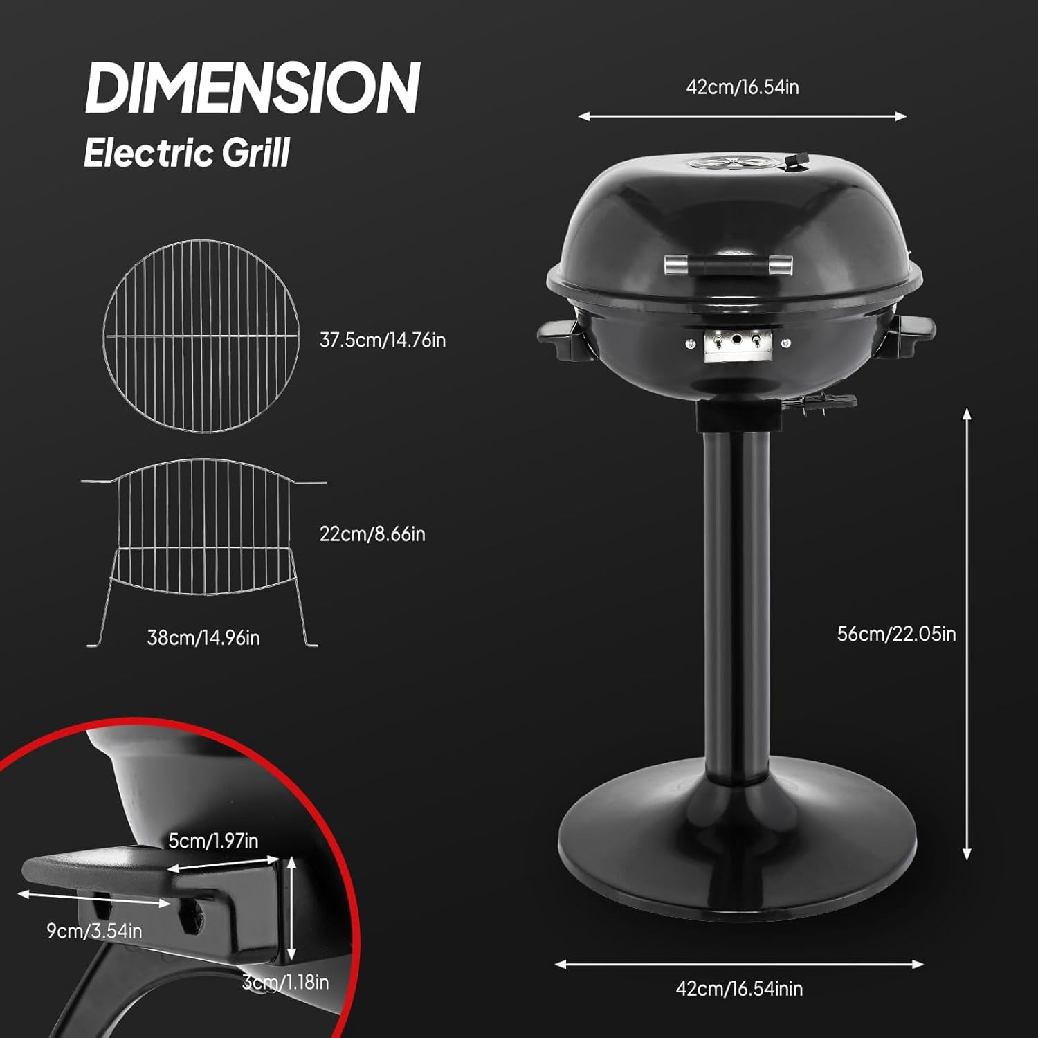 ROVSUN Tabletop Electric Grill with Temperature Control, Double Layer Design, 304 stainless, Portable Removable -Perfect Small Stove for Indoor and Outdoor BBQ, 1600W, Black