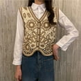 thumbnail image 5 of JUNTEX Women Vintage Hollow Out Crochet Crop Vest Embroidery Floral Sleeveless Jacket, 5 of 19