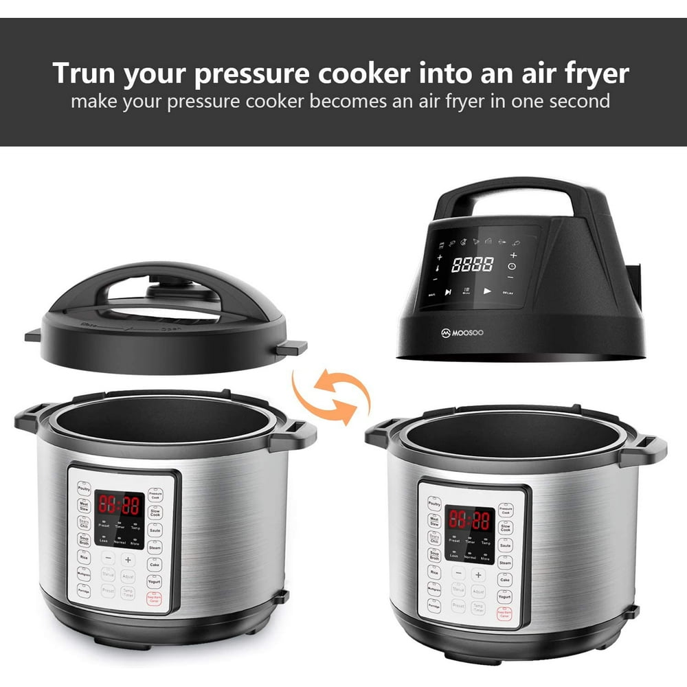 MOOSOO Air Fryer Lid for 6 Qt Instant Pot Electric Pressure Cooker with