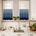 thumbnail image 3 of Navy Blue Curtain Valances Set Gradient Diamond Plaid Kitchen Curtains 36&nbsp;inch Length Rod Pocket Valance and Tiers 3 Piece Set Small Bedroom Bathroom Laundry Decor, 3 of 9
