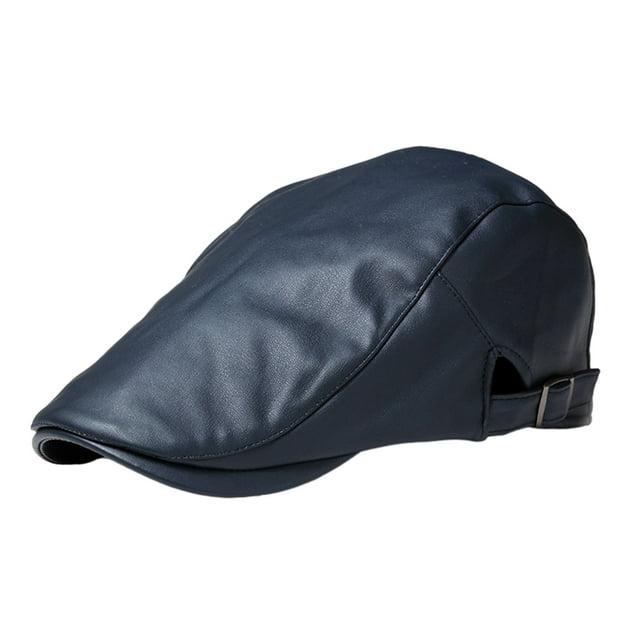 Boina de cuero PU vintage Qarigey azul oscuro