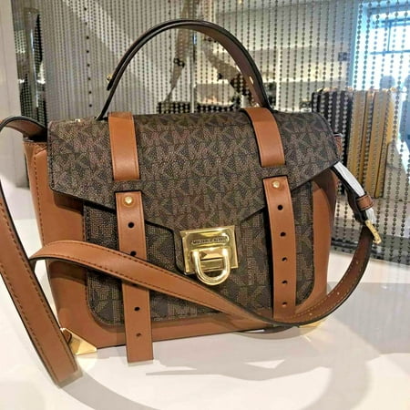 Michael Kors Manhattan Medium Leather School Satchel Crossbody Handbag Purse Bag