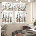 thumbnail image 3 of Butterfly Floral Kitchen Curtains Tiers and Valances Set, Rod Pocket Valance Short Window Treatment Decor Curtains, 3 Pieces Set Window Decorations, Easy to Install, 3 of 5