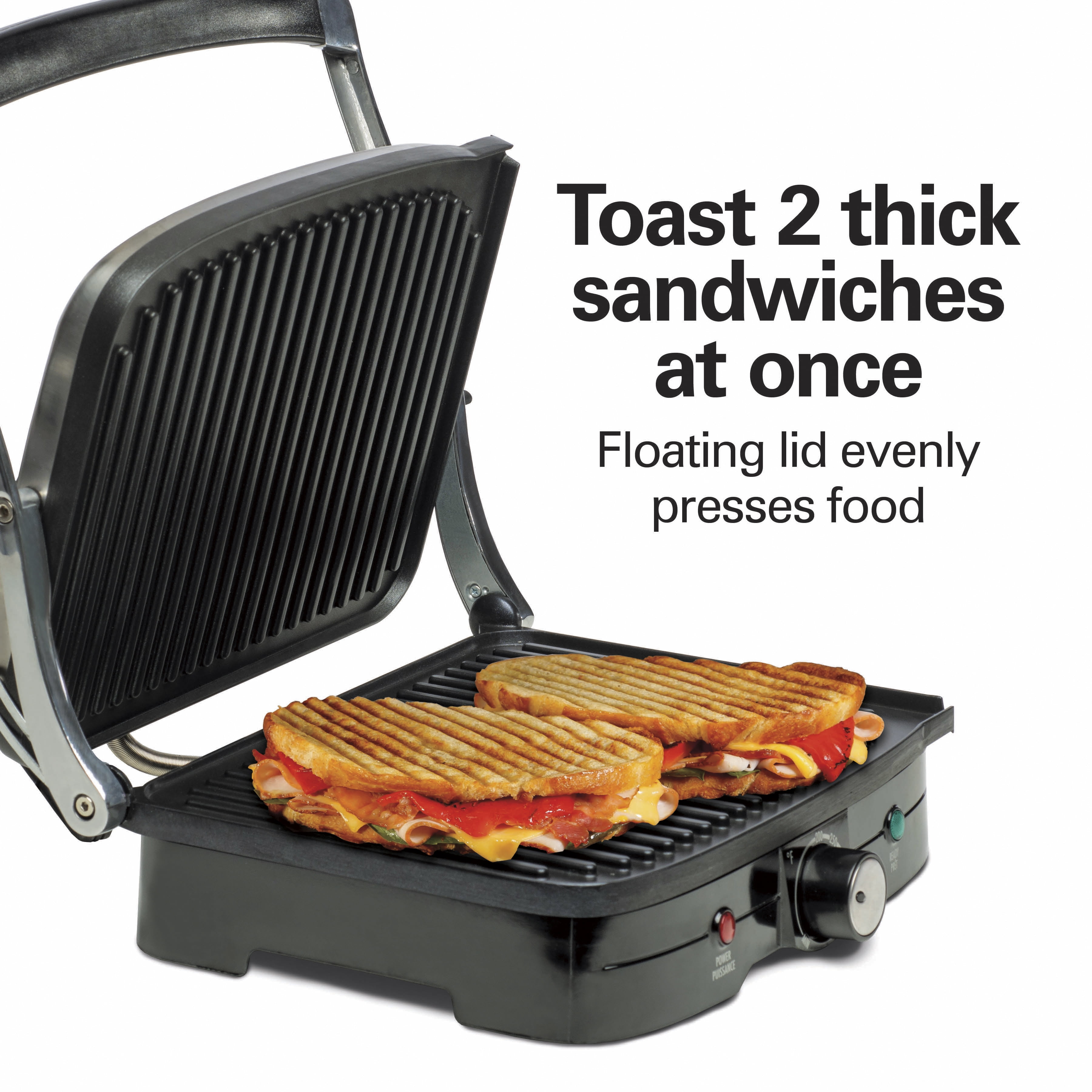 HOLSTEIN HOUSEWARES 2-Slice Electric Sandwich Maker Non Stick Grill, Black/Stainless  Steel HH-09176009B - The Home Depot