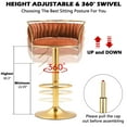thumbnail image 4 of DREAMSIDEA Swivel Bar Stools Set of 2 Modern Velvet Upholstered High Back Adjustable Bar Chairs with Golden Footrest for Kitchen Counter Square Island, Orange, 4 of 5