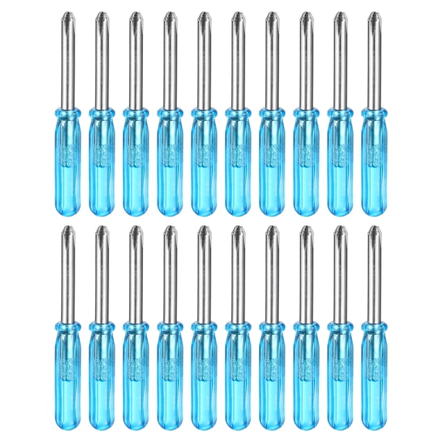 Uxcell 20pcs PH1 Mini Destornillador Phillips #1 1.8" Longitud Destornilladores 1" Acero al Carbono con Mango Ergonómico para Reparaciones DIY, Azul