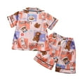 thumbnail image 4 of Cethrio Kids Girls Pajamas Sets, Comfy Button Down Short Sleeve 2 Piece Kids Sleepwear Orange Size 3-4 T, 4 of 9