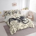 thumbnail image 3 of Homewish Magic Dragon Kids Twin Bedding Sets 7-Piece, Retro Damask Flower Print Bedding Comforter Set, Cartoon Hippie Animal Reversible Sheet Sets, Ultra Soft Bedroom Decor, 3 of 7