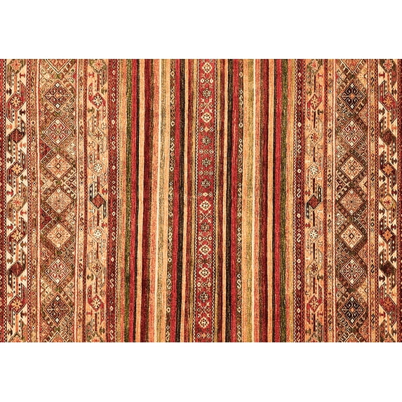 Ahgly Company Indoor Rectangle Abstract Orange Modern Area Rugs, 7' x 10'