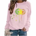 thumbnail image 3 of Women's Crew Neck Sweatshirts Cute Graphic Graphic Print Long Sleeve Pullover Tops Casual Loose Stylish Outfit (S, Pink), 3 of 5