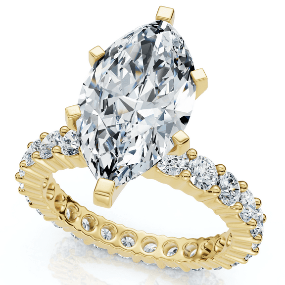 Pompeii Certified 4.40Ct Marquise Eternity Engagement Ring 14k Gold or Pt Lab Grown