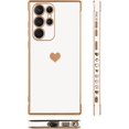 thumbnail image 4 of Compatible with Samsung Galaxy S22 Ultra 5G Case Love Heart Plating Electroplate Luxury Elegant Case Camera Protector Soft TPU Protective Corner Back Cover Galaxy S22 Ultra 5G Case -White, 4 of 11