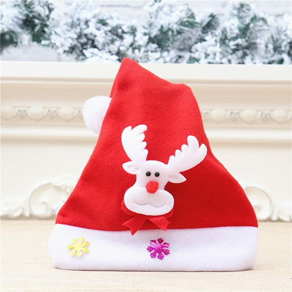 harmtty Christmas Hat Santa Claus Multicolor Light Adult Kids Elk Snowman Snowflakes Plush Ball New Year Cap for Cosplay