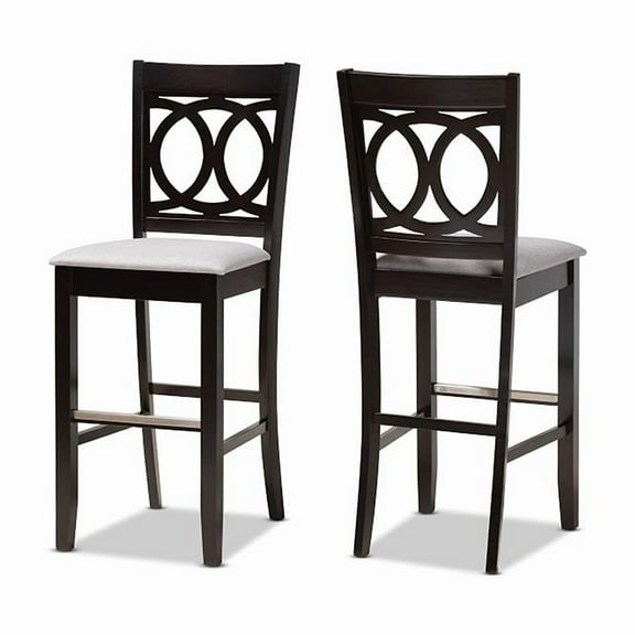 Baxton Studio Carson Modern and Contemporary Grey Fabric Upholstered and Espresso Brown Finished Wood 2-Piece Bar Stool Set