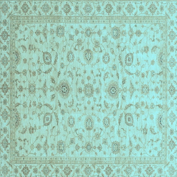 Ahgly Company Indoor Square Abstract Light Blue Modern Area Rugs, 8' Square