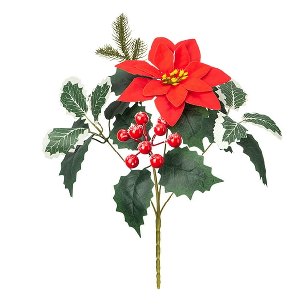 Adornos navideños, regalos navideños, ramo de flores artificiales de piña, ramo de flores rojas grandes con asa, agujas de pino artificiales, arreglos para el hogar, flores decorativas, ramo de flores