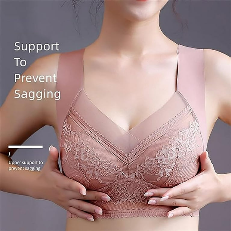 skpabo 2Pc Push Up Bra Women's Comfy Non-Marking Lace Sports Bra Gathered  Without Steel Ring Bra Ladies Underwear Backless Bra for Work Office