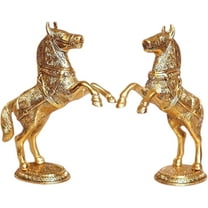 Handicrafts Jumping Horse Set Metal Statue Figurine Animal Showpiece Gift for Home & Office Decor, Gold