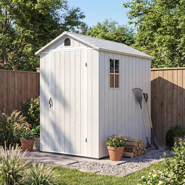 Homall 6x4ft Outdoor Plastic Storage Shed,Resin Shed with Lock