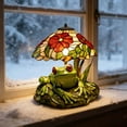 thumbnail image 3 of YZEGDCH Frog Flower Stained Lamp, Frog Night Light, Frog LED Reading Light Lamp, Table Lamp, Decoration, Energy-Efficient LED, Rechargeable, for Desk, Counter, Nursery, Home Bedroom, 3 of 6