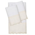 thumbnail image 2 of Linum Home Textiles Traditional/Contemporary 3 Piece Turkish Cotton Arian Cream Lace Embellished Bath Towel Set, White, 2 of 3
