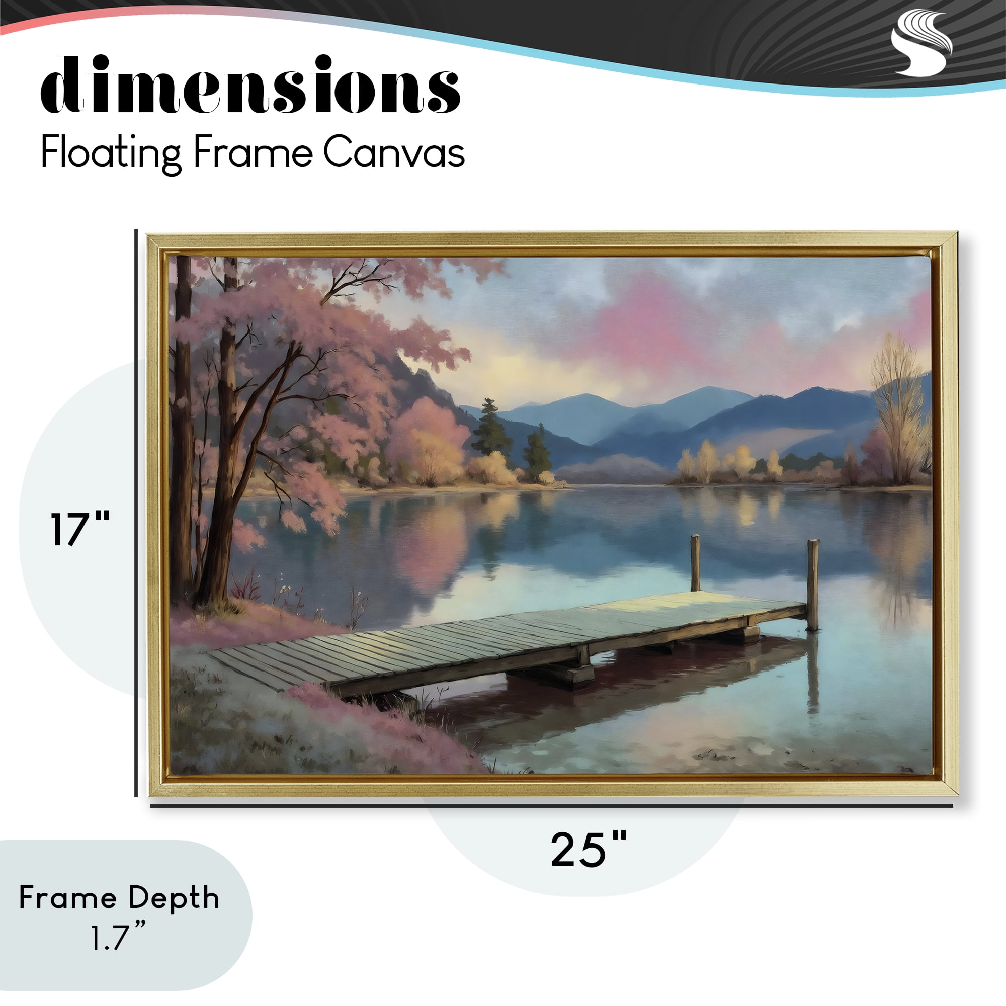 Stupell Industries Pink Dock at Sunset Gold Framed Floater Canvas Wall Art, design by Creative Studio