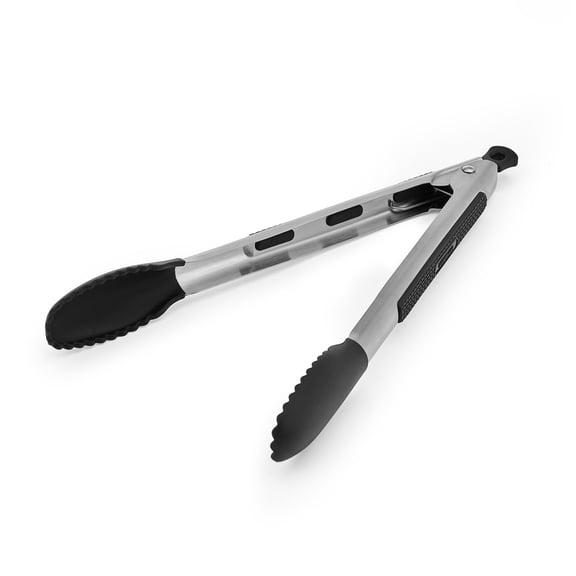 Farberware Soft Grips 12.5-inch Locking Stainless Steel Food Tongs with Silicone Tip Black
