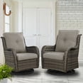thumbnail image 3 of Pocassy  3-Piece Outdoor Swivel Bistro Set, Wicker Rocking Chairs Grey/Grey, 3 of 5