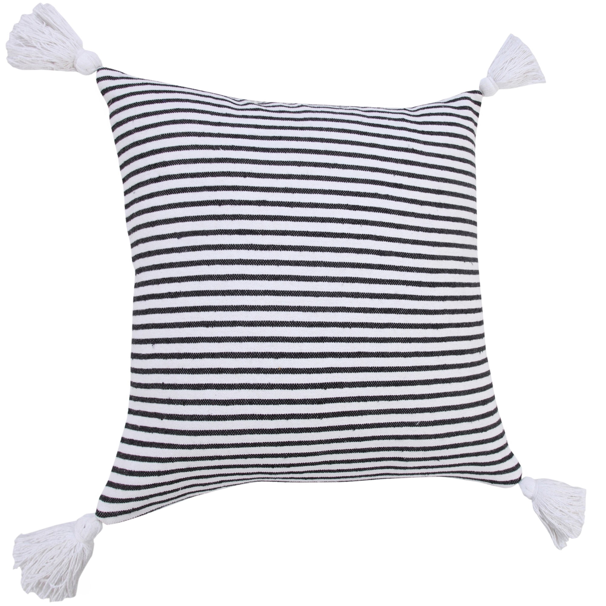 Harlow Hill Handwoven Striped Cotton Throw Pillow Cover - 20" - White and Black