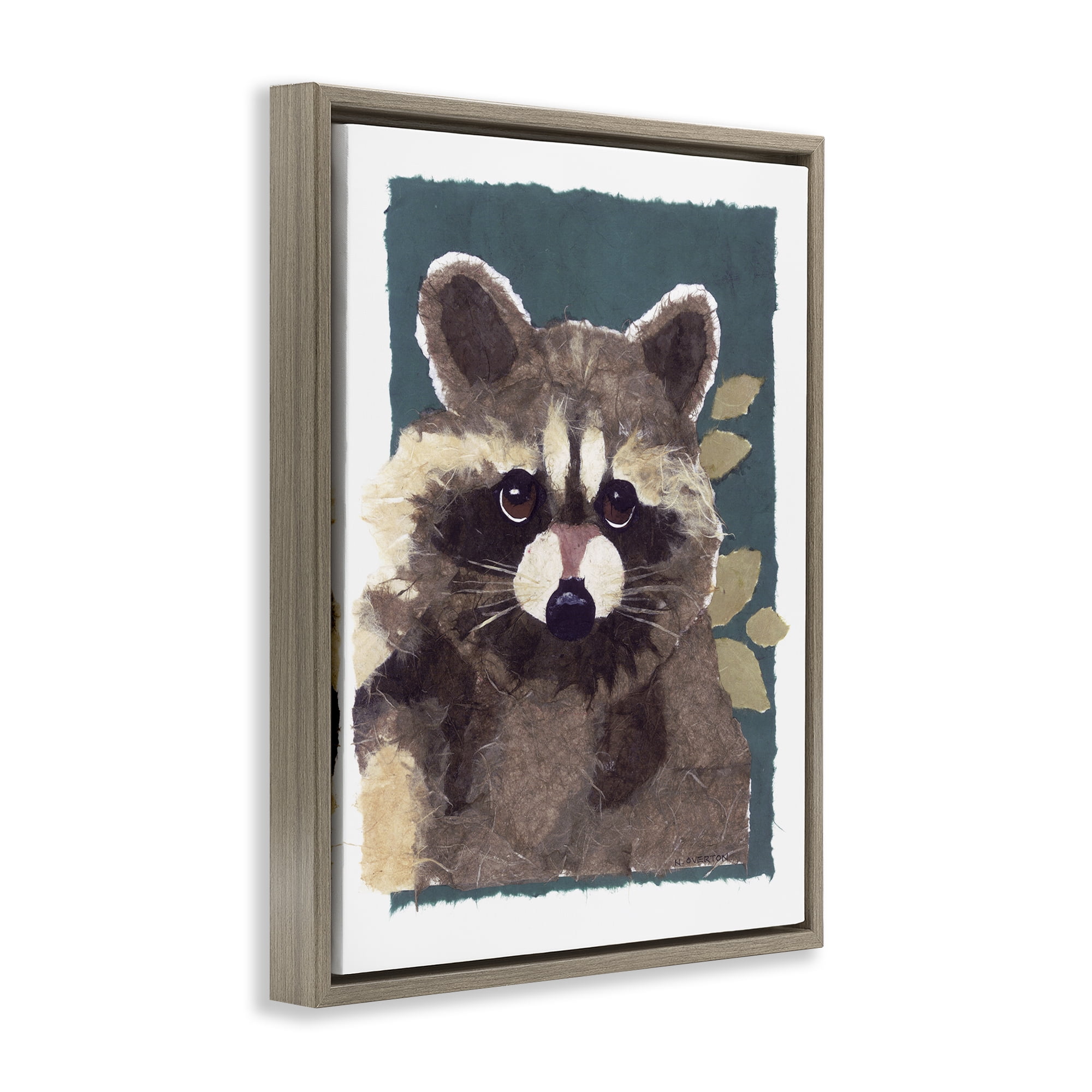 Stupell Industries Forest Animal Raccoon Animals & Insects Painting Brown Floater Framed Canvas Art Print Wall Art, 17 x 21