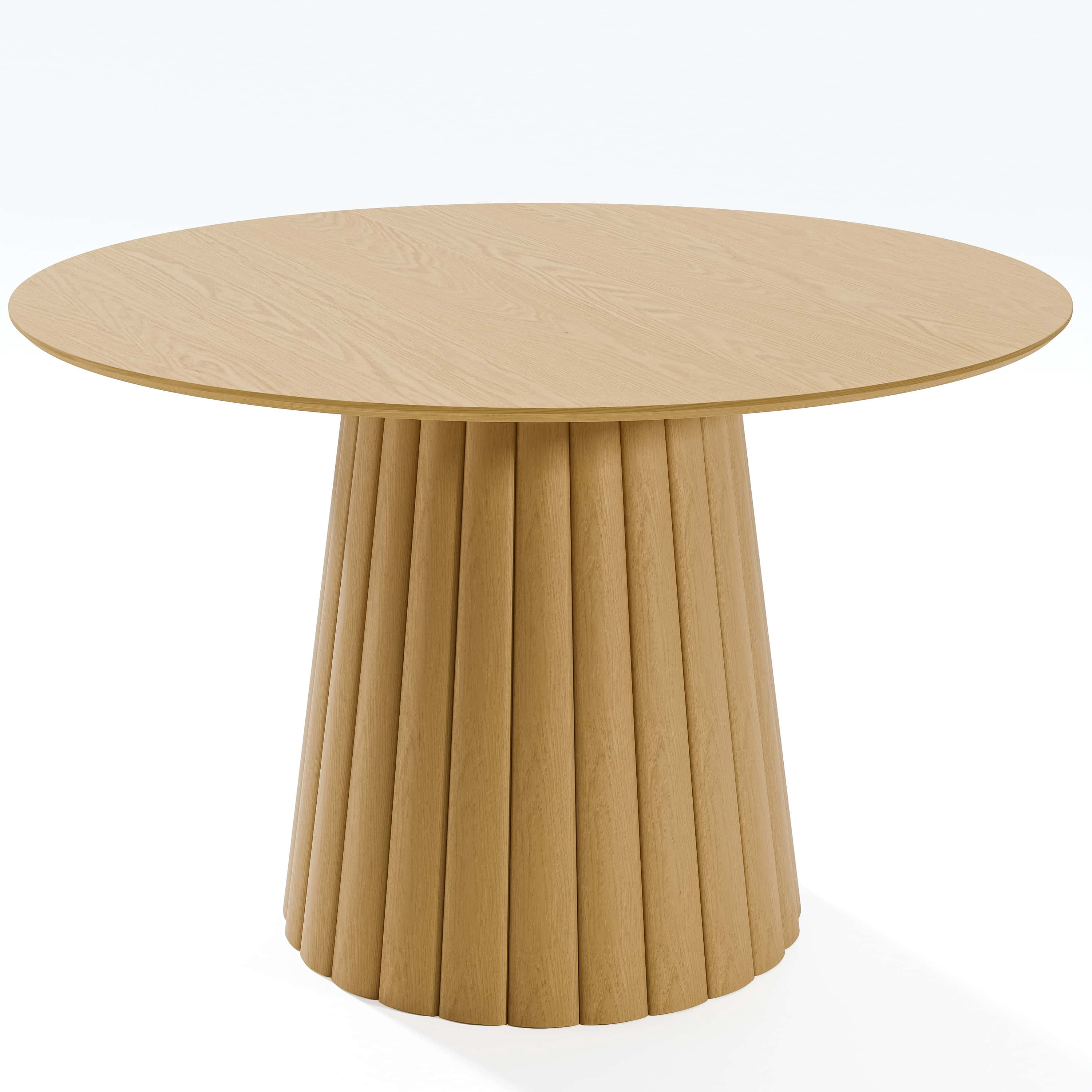 46 in. Soild Wood Natural Oak Dining Table Round Kitchen Table