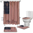 thumbnail image 2 of FMSHPON Rustic Decor American USA Flag 4 Piece Bathroom Set Shower Curtain Bath Rug Contour Mat and Toilet Lid Cover, 2 of 7