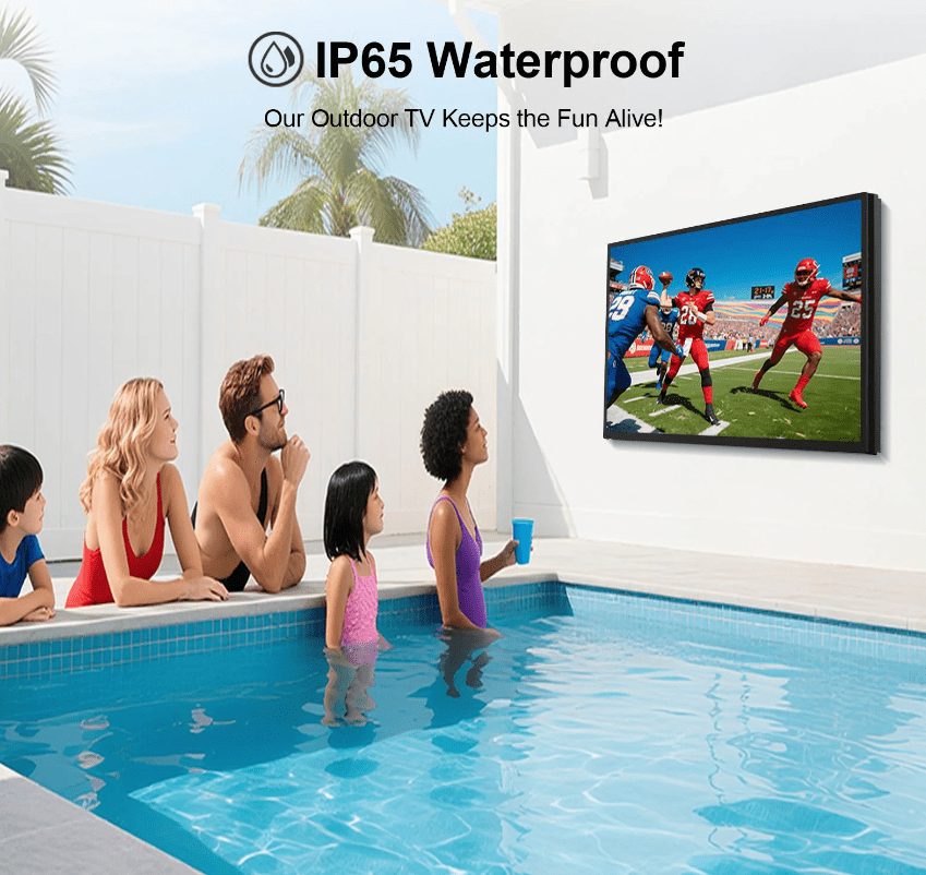 55" Outdoor TV, 4K UHD Smart TV, 1000nits High Brightness IP65 Waterproof, Suitable For Partial Sun, Patio Built-in Voice Assistant & Dolby Atmos